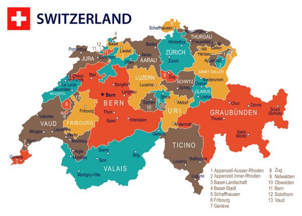 スイスの地図