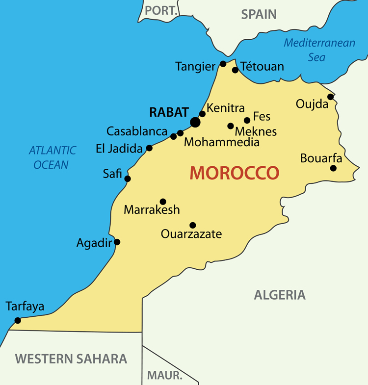 モロッコの地図