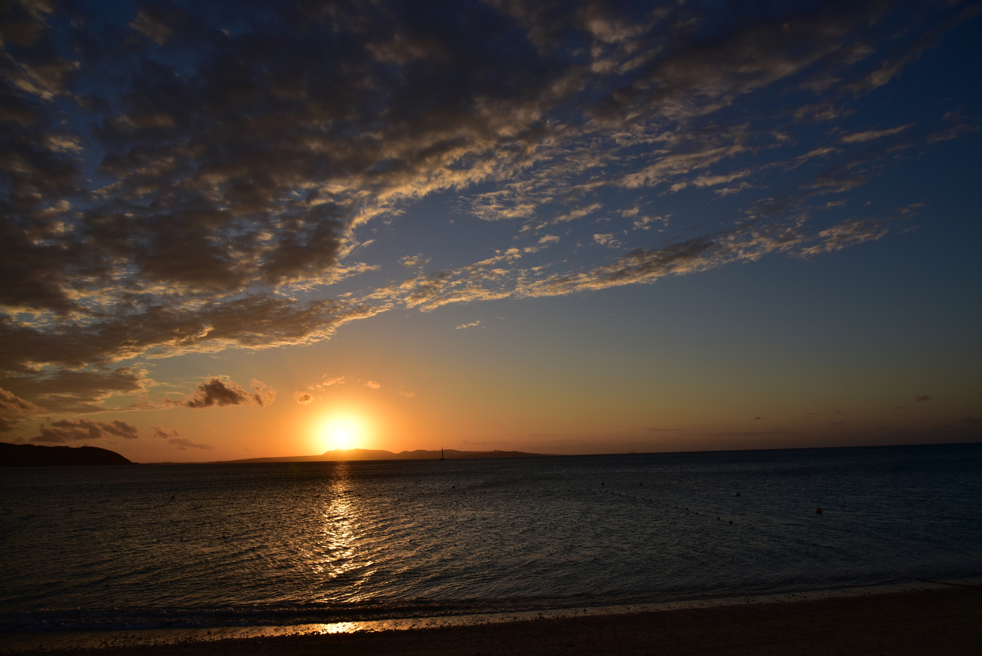 沖縄、冬至、夕日