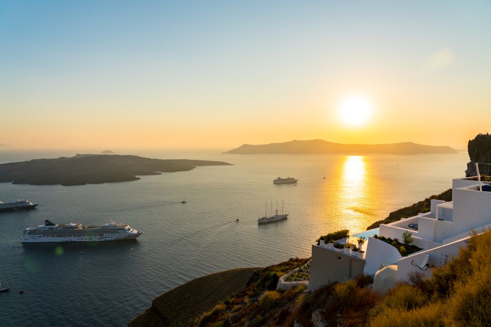 サントリーニ島の夕景